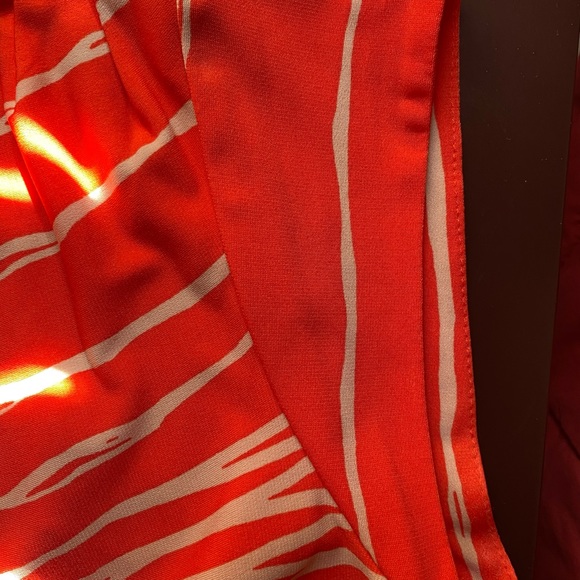 Coldwater Creek Midi Dress Womens 12 Orange Cream Cap Sleeve with a Tie Waist - Picture 5 of 5